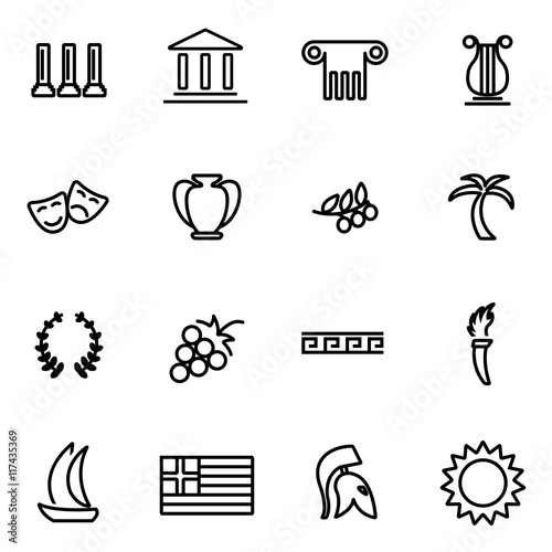 Vector line greece icon set