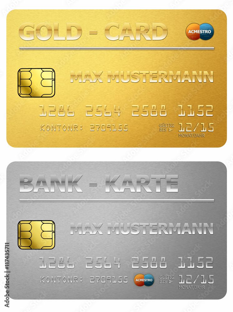 set ec karten in gold und silber StockIllustration Adobe Stock