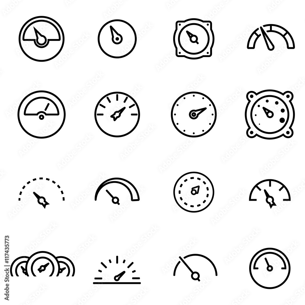 Vector line meter icon set Vector line meter icon set