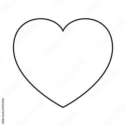 human heart, silhouette, outline love design. Vector illustration isolated on white background