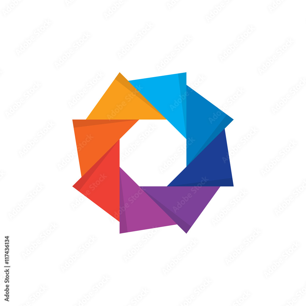 Creative Hexagon. Colorful logo. Geometric Origami Concept