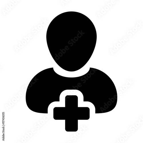 Add User Icon - Man, Account, New, Profile Glyph Vector illustration