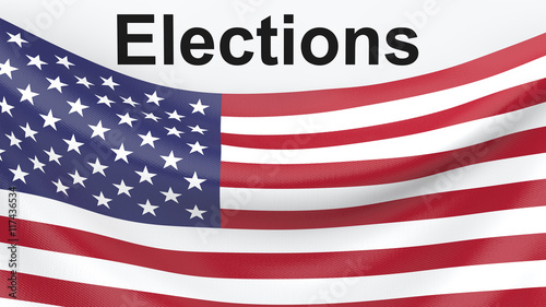 3d render of USA flag and word elections