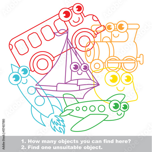 Funny toy transport mishmash set in vector.
