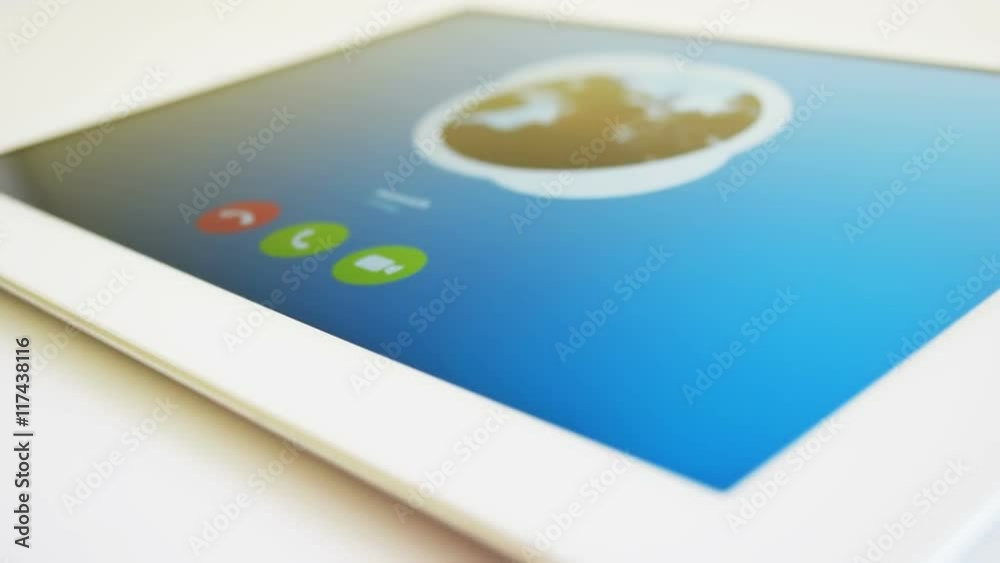 Video comunnication concept. Incoming call on the tablet computer. Video comunnication concept. Incoming call on the tablet computer.