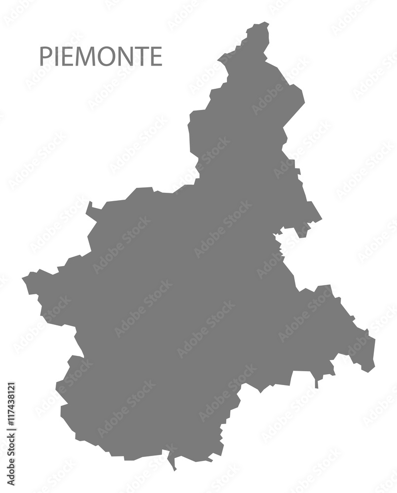 Piemonte Italy Map grey