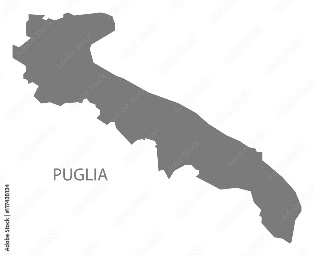 Puglia Italy Map grey