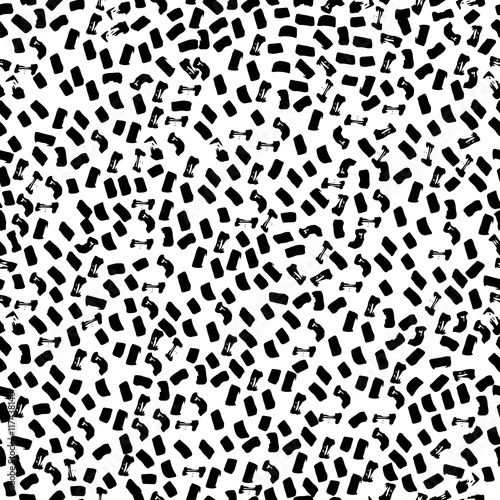 Vector seamless pattern of modern brush spot. Hand drawn engraved vintage ill...