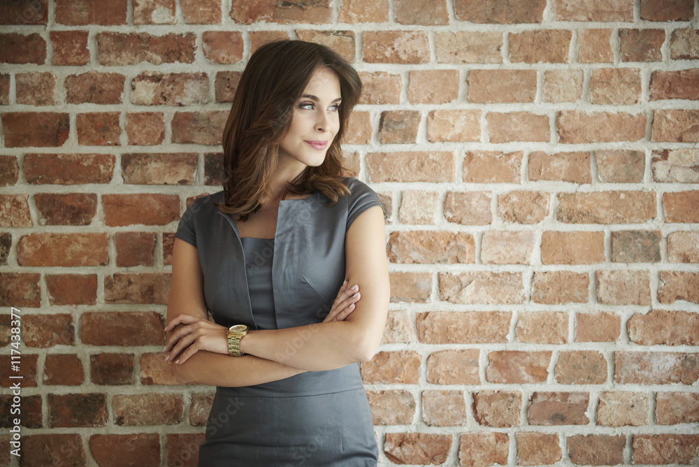 Beautiful business woman looking away