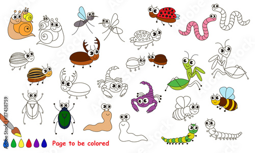 Wallpaper Mural Big insect set cartoon. Page to be colored. Torontodigital.ca