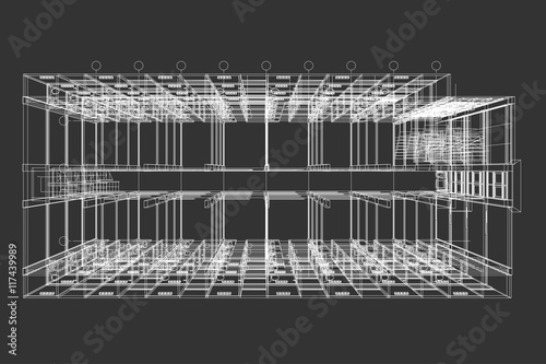 architecture abstract, 3d illustration, Top view building structure, floor plan