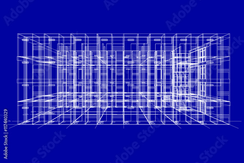 architecture abstract, 3d illustration, Top view building structure, floor plan