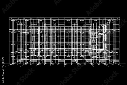 architecture abstract, 3d illustration, Top view building structure, floor plan