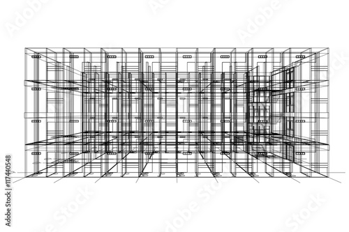 architecture abstract, 3d illustration, Top view building structure, floor plan