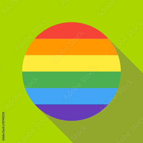 Rainbow circle icon in flat style on a green background