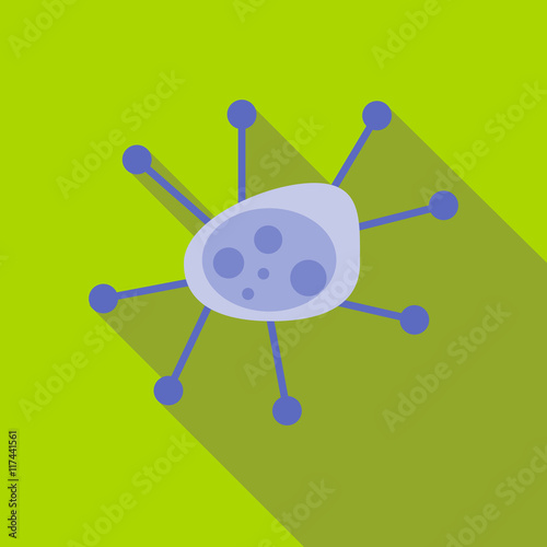 Bacteria or virus icon in flat style on a green background