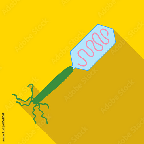 Virus, bacteria, microbe icon in flat style on a yellow background
