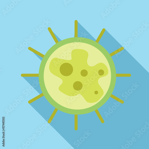 Virus icon in flat style on a light blue background