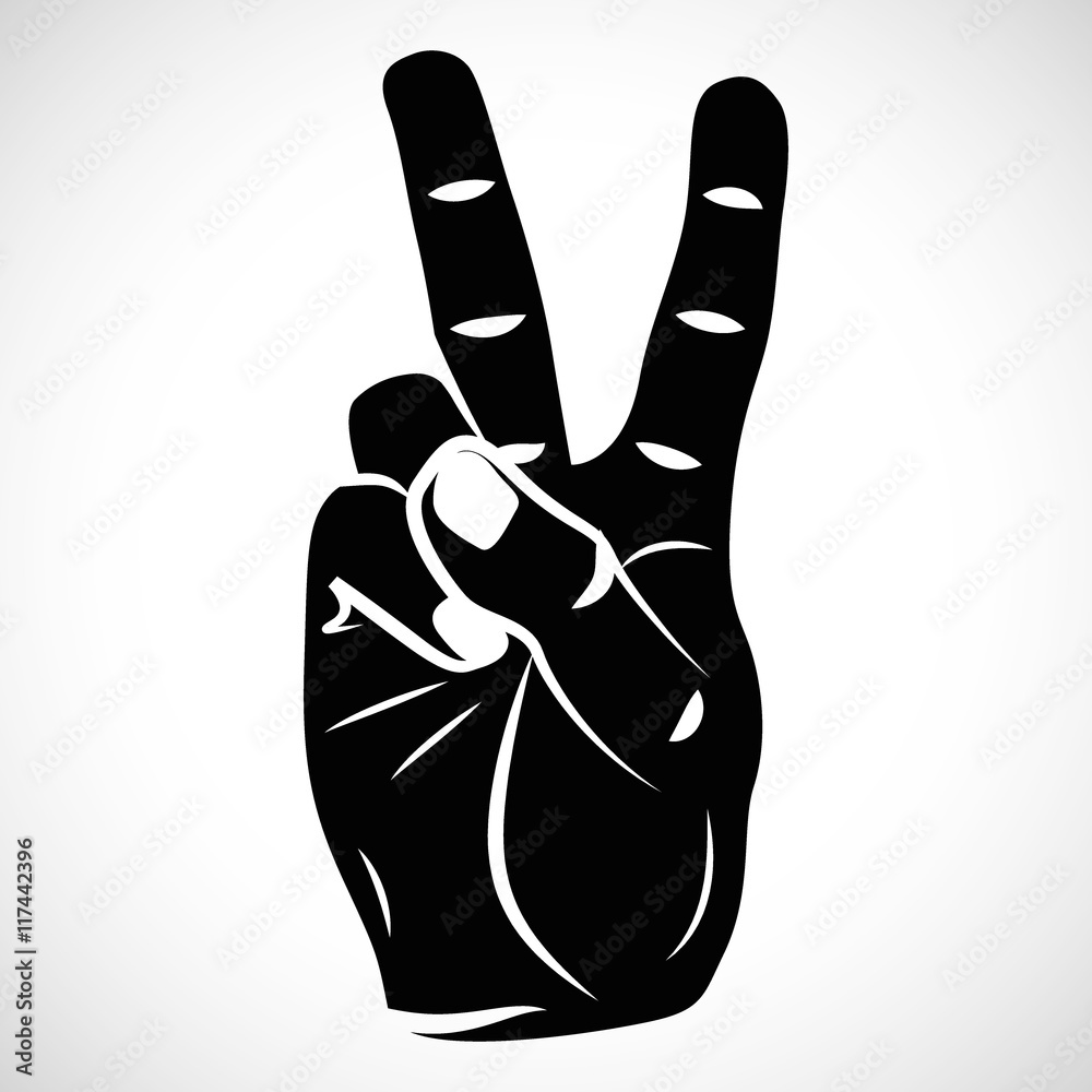 Icon hand peace sign Adobe Stock