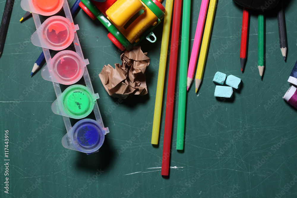 school stationery on desk school stationery on desk