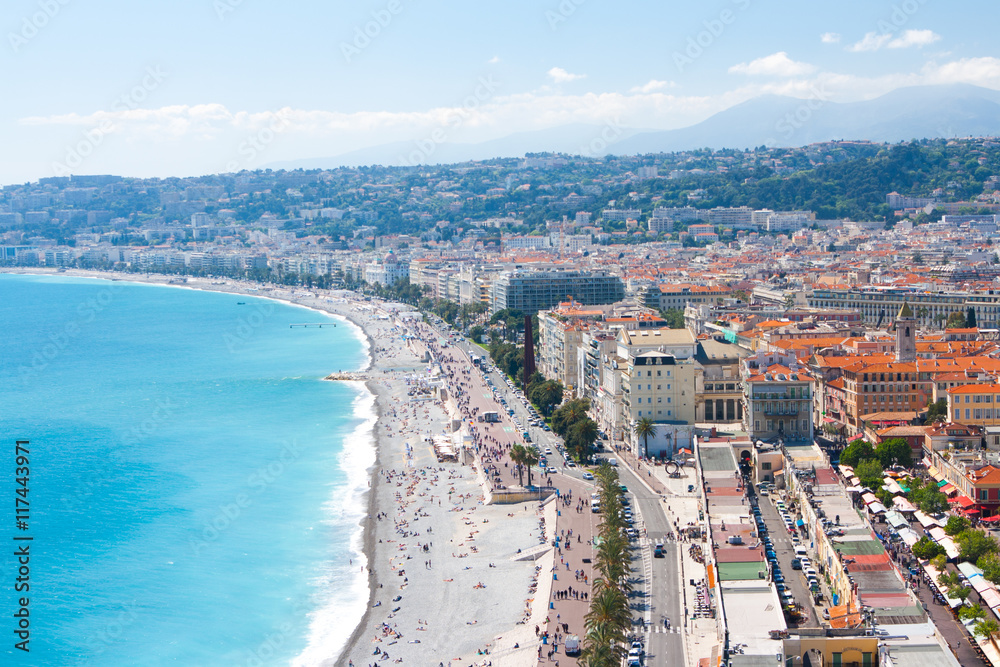 coast Nice. Cote d'Azur. Mediterranean resort. France.