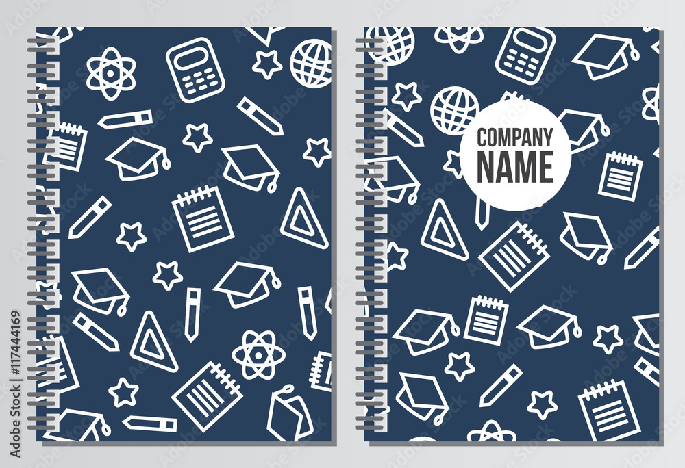 Notebook cover. Back to school background. Branding template wit Stock ...