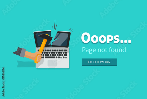 404 error page illustration on blue background, page not found design image