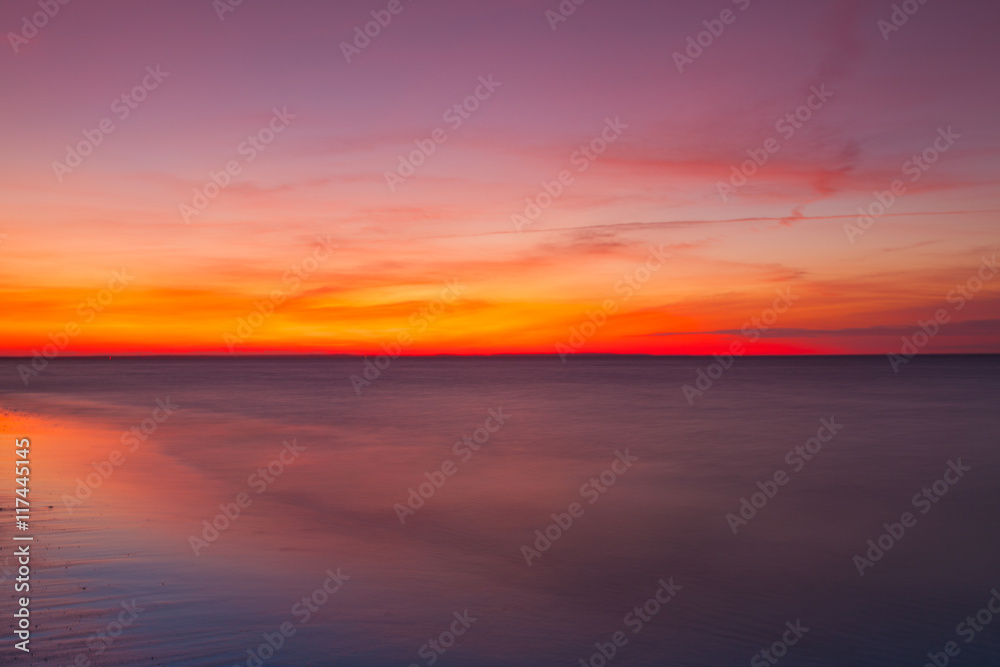Dramatic sunset on the beach, Cape Cod, USA