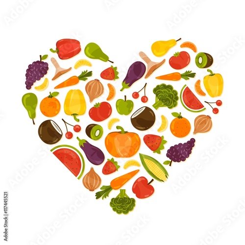 Heart made of healthy food