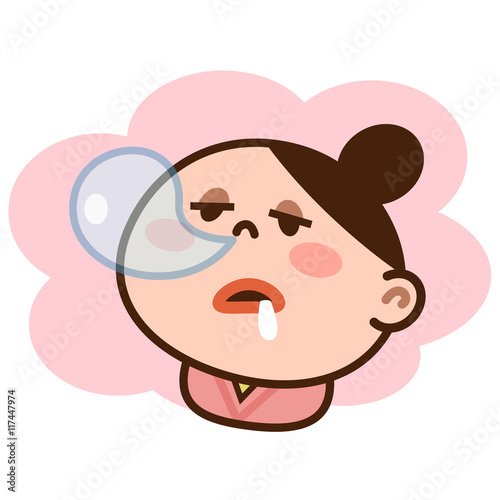 居眠りする若い女性