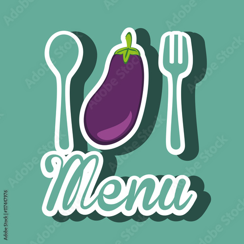 healthy vegetarian food label isolated icon design