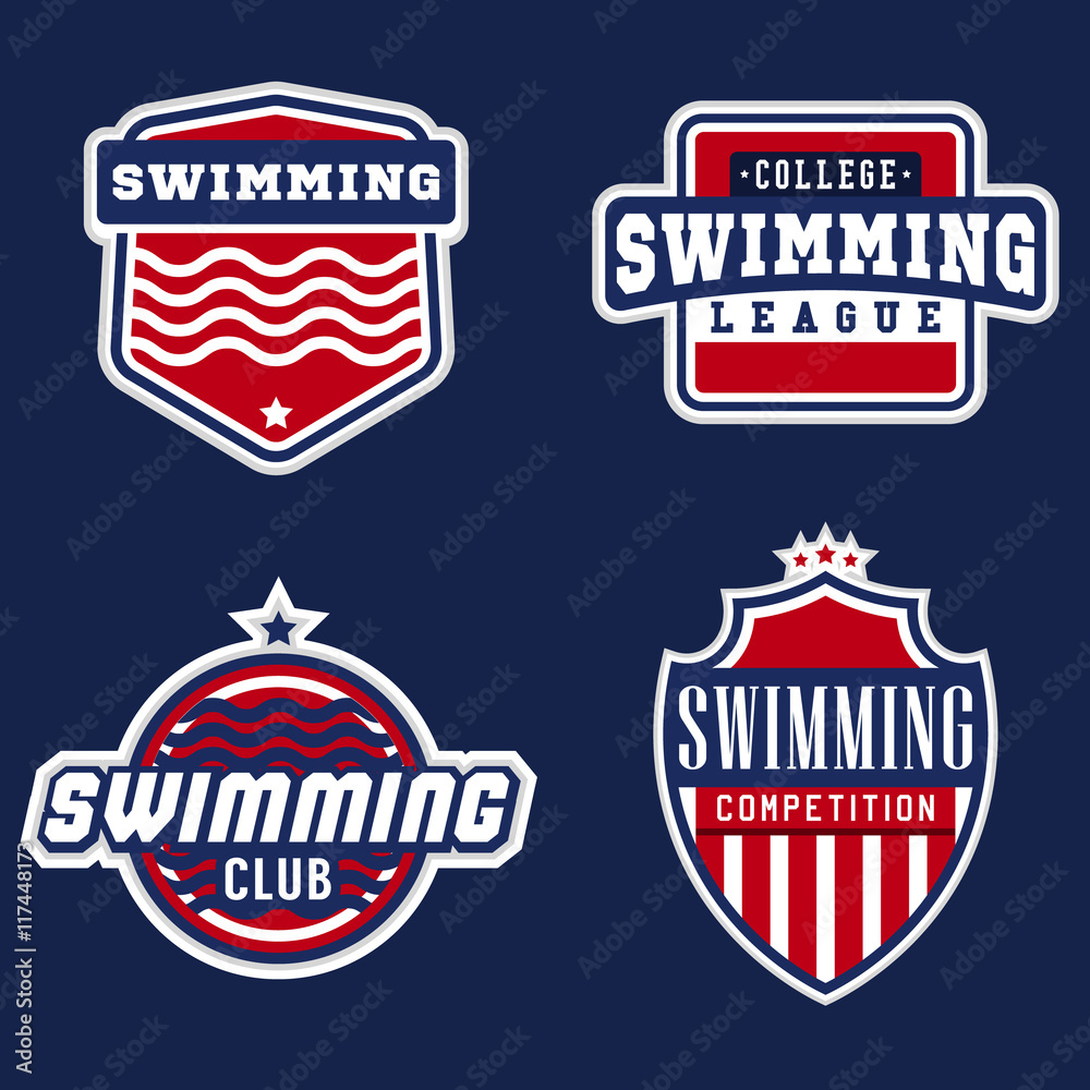 Swimming sport logos
