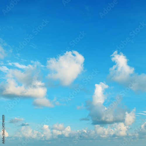 blue sky  cirrus and cumulus clouds