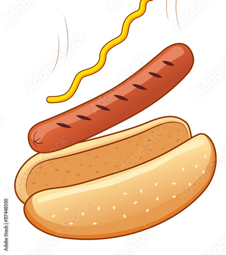 hot dog making. Vector Illustration with simple gradients. All in a single layer.