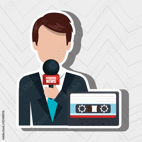 reporter avatar with cassette  isolated icon design