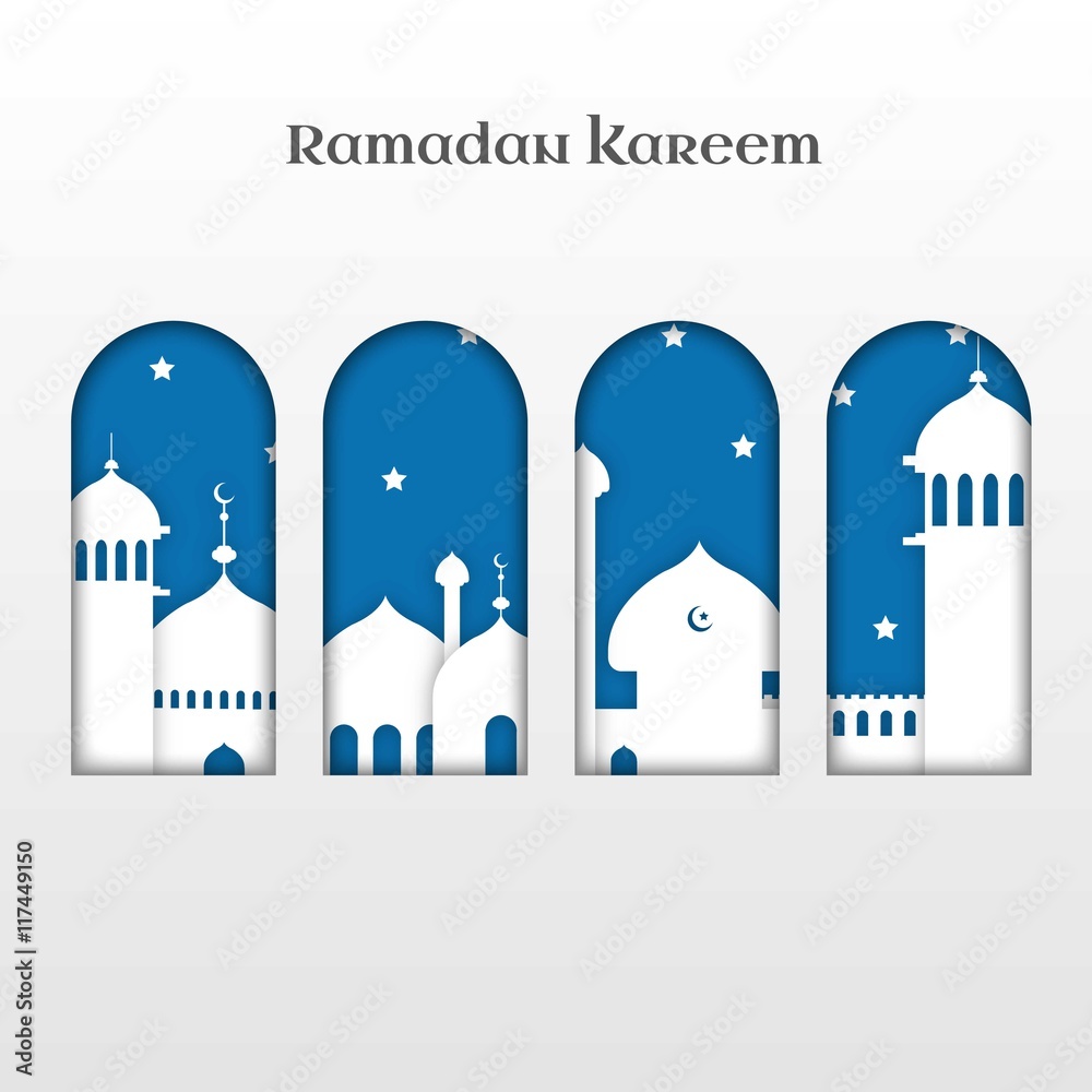 Fototapeta Ramadan Kareem silhouettes buildings