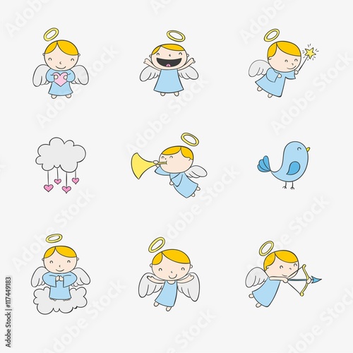 Hand drawn little angels