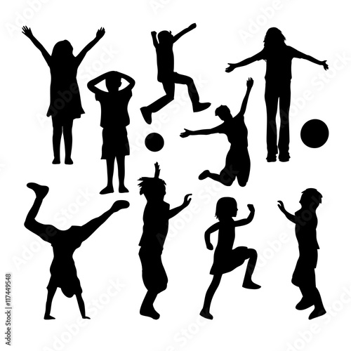 Silhouettes of kids playing