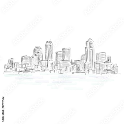 Sketchy city skyline