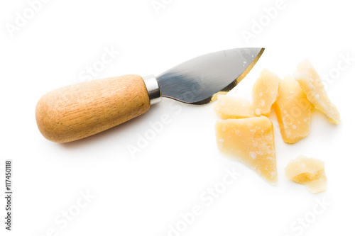 parmesan cheese with knife