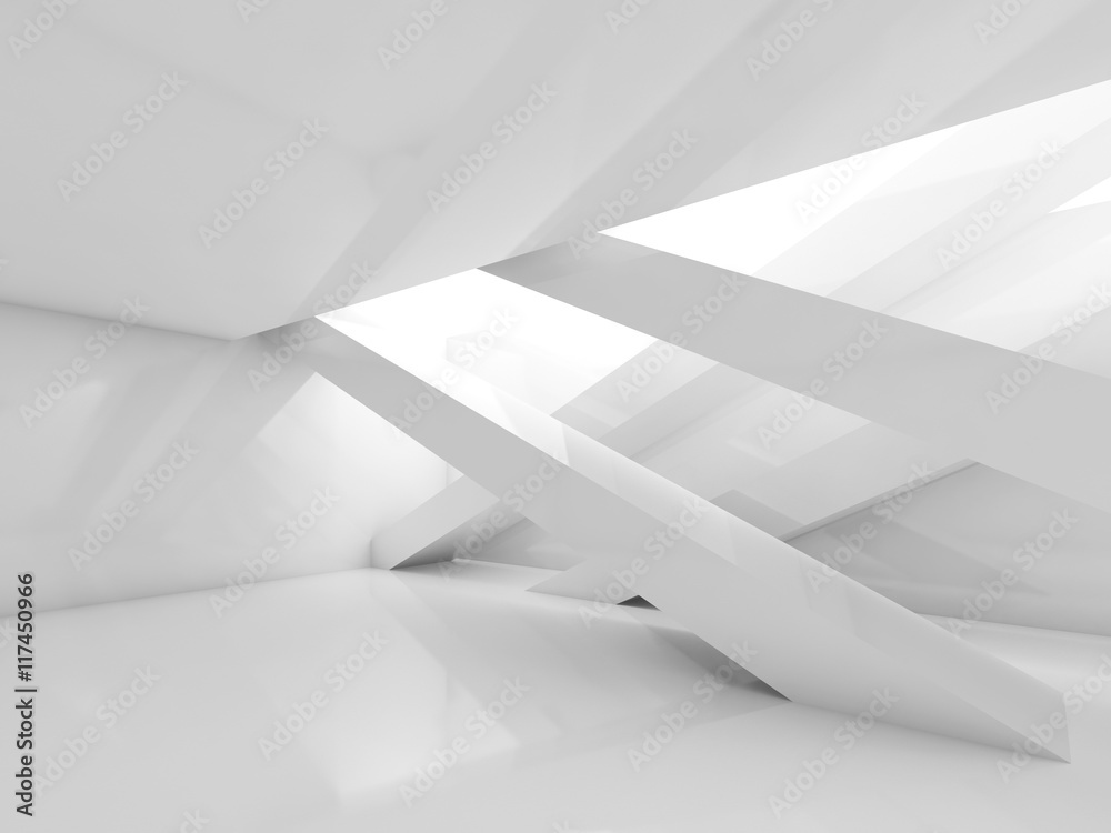 3d white room with beams interior 3d white room with beams interior