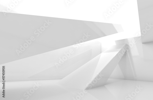 White room with beams. Digital 3d render