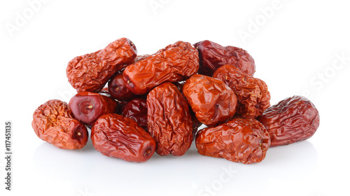 Dried red date or Chinese jujube on white background