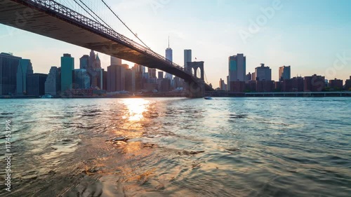 Time-lapse of the Brooklyn Bridge at Sunset in New York City