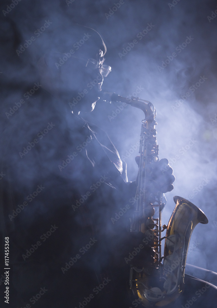 Fototapeta premium African American Jazz Musician Blues Club Preformer