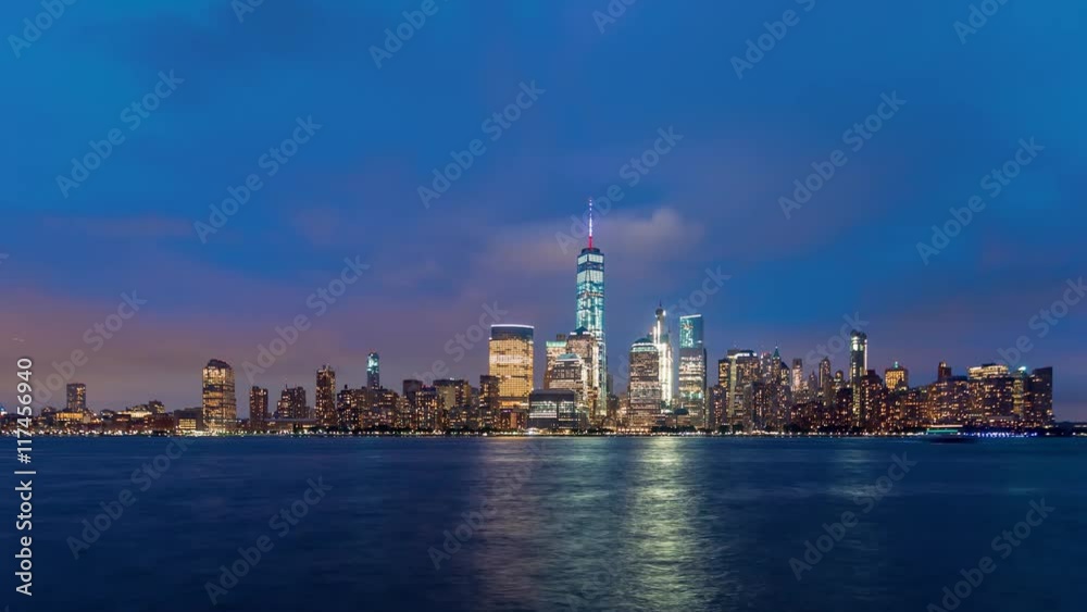 Time-lapse of the lower Manhattan skyline and the Hudson river from Jersey City Time-lapse of the lower Manhattan skyline and the Hudson river from Jersey City