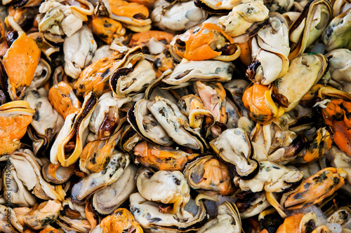 Mussel in the market,Food for background