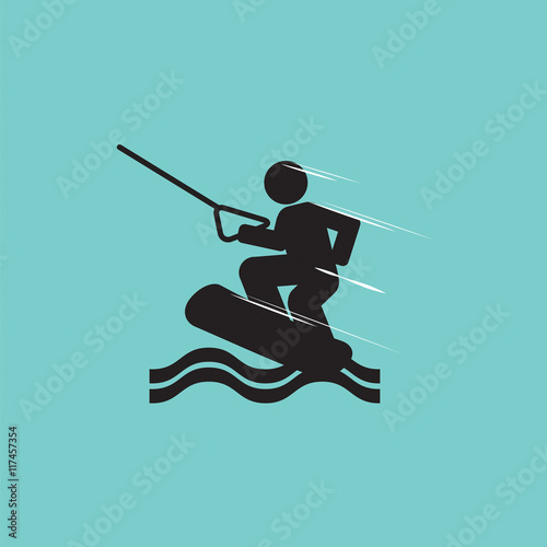 Wakeboard Player Symbol Vector Illustration