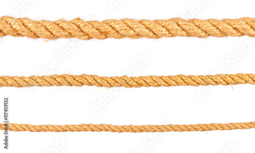 rope isolated on white background. Set of various ropes