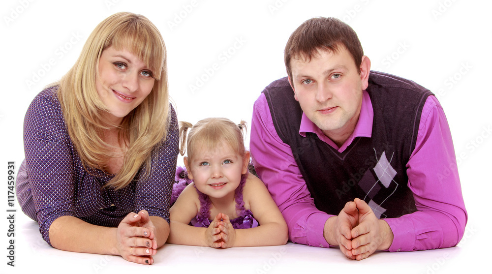 Happy family of three